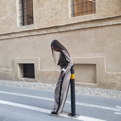 Felpa con zip in ciniglia