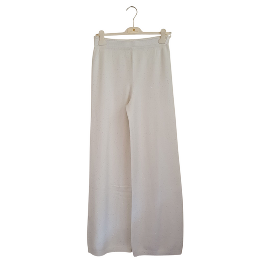 Pantalone in maglia dritto con paiettes