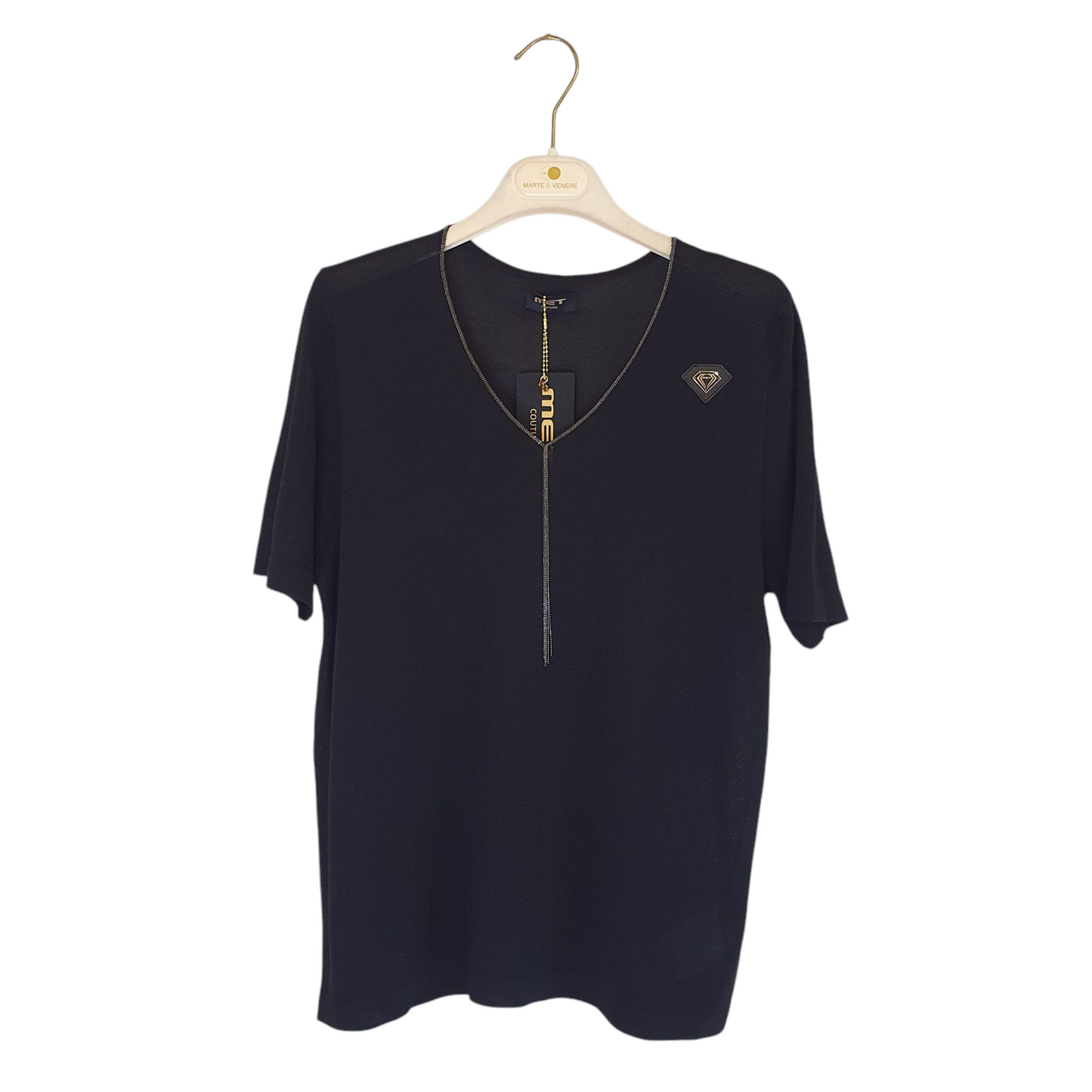 Tshirt scollo a v con dettaglio met