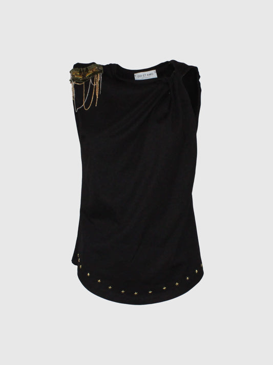 Tshirt nodo nera con applicazione