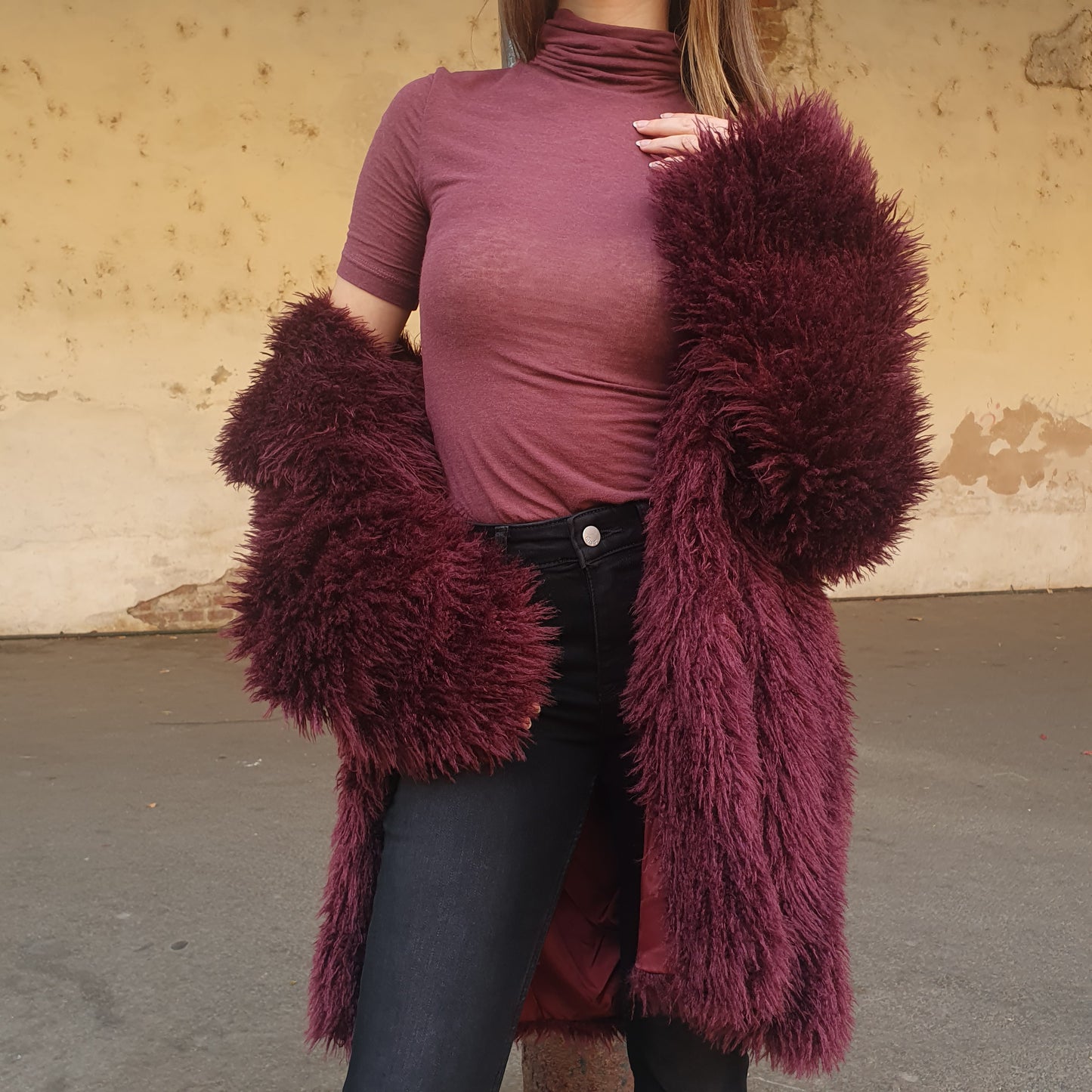 Ecopelliccia bordeaux