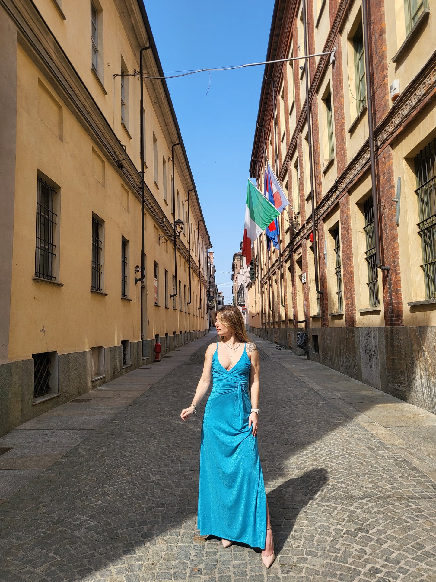 Abito lurex azzurro