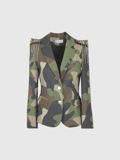 Blazer mimetico con applicazioni