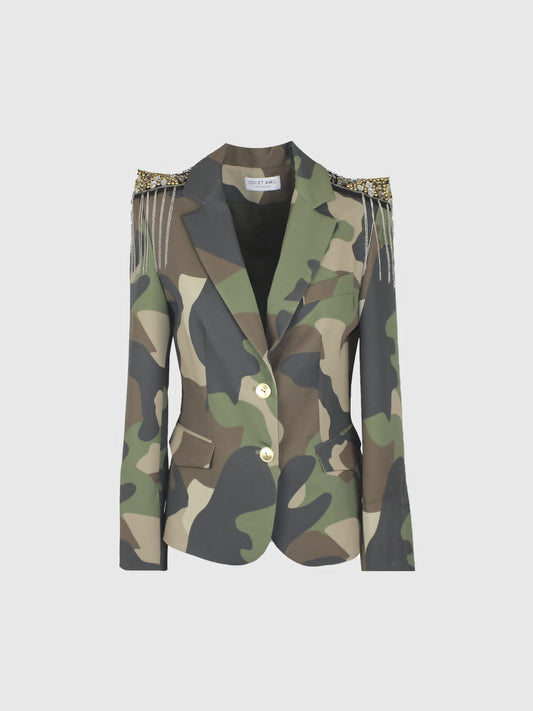 Blazer mimetico con applicazioni