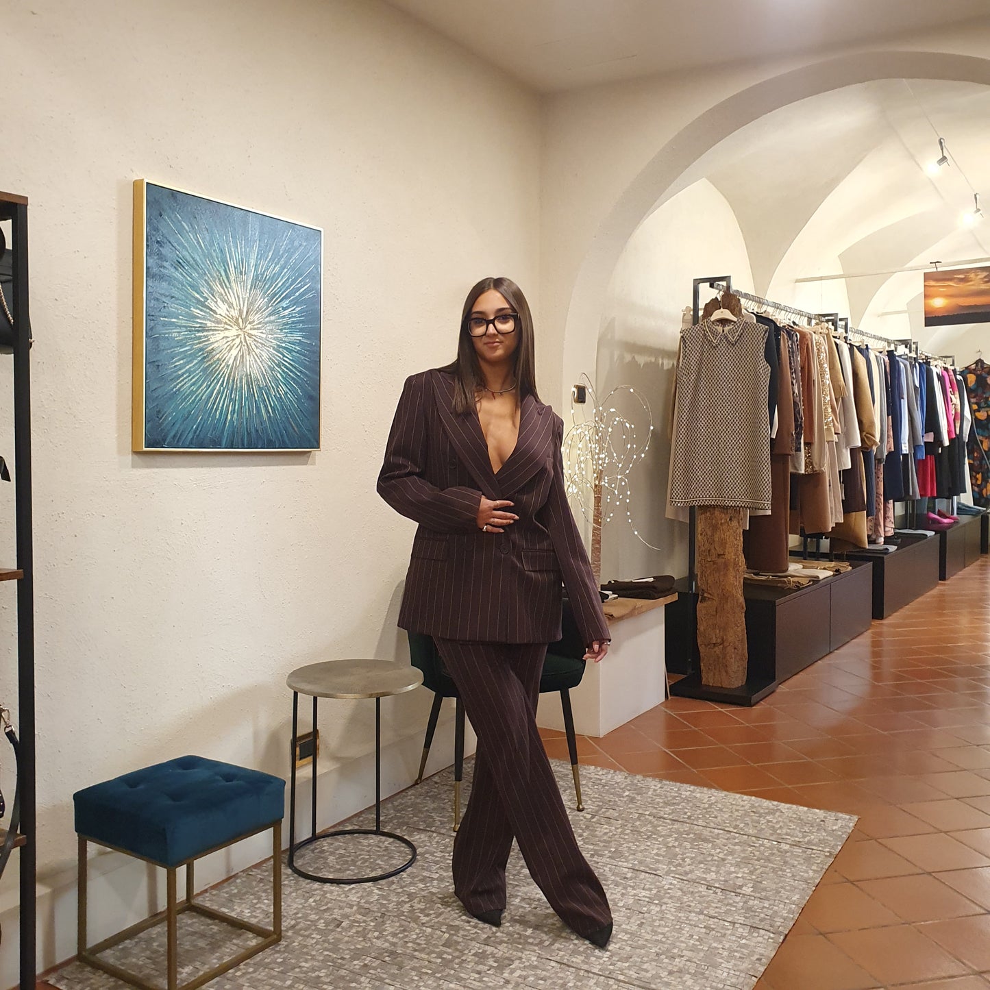 Pantaloni gessati moro