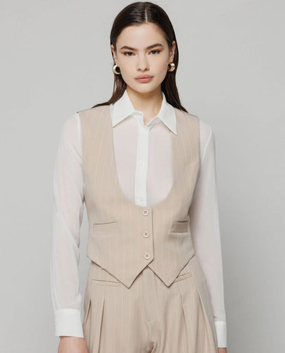 Gilet gessato beige