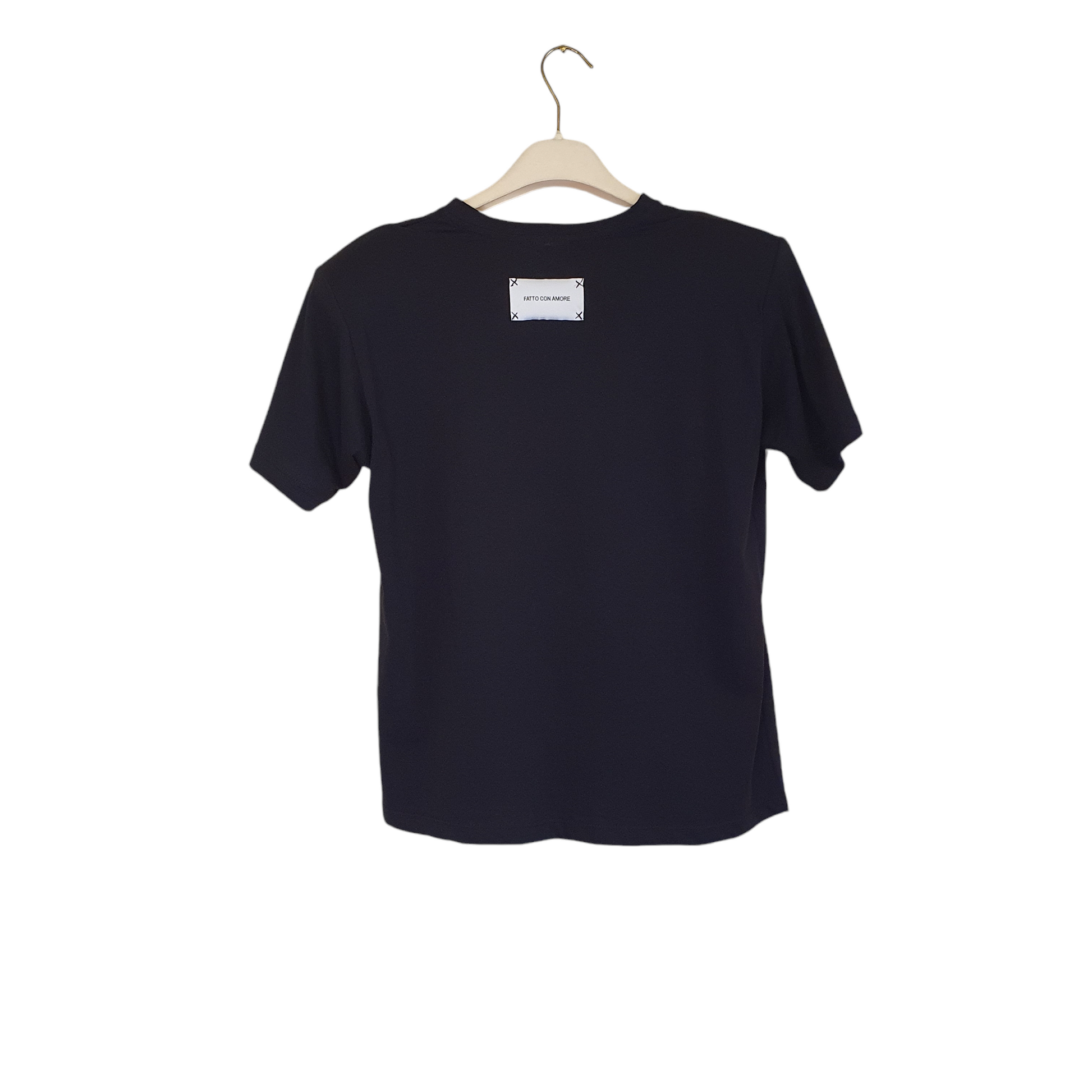 T-shirt over Giulia Nati Couture nera con spalline imbottite, perfetta per un look sofisticato a Fossano